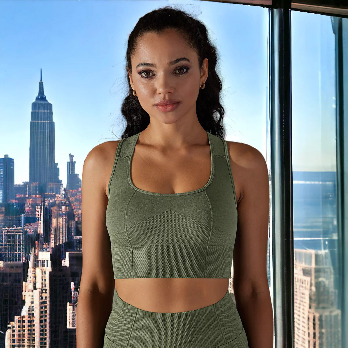 Textured Sports Bra Green