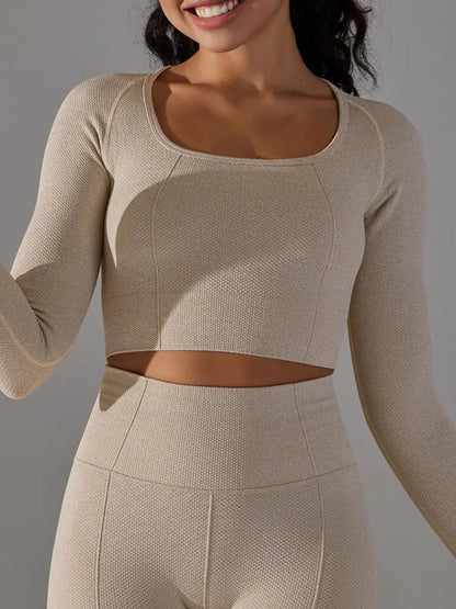 Textured Sports Top Beige