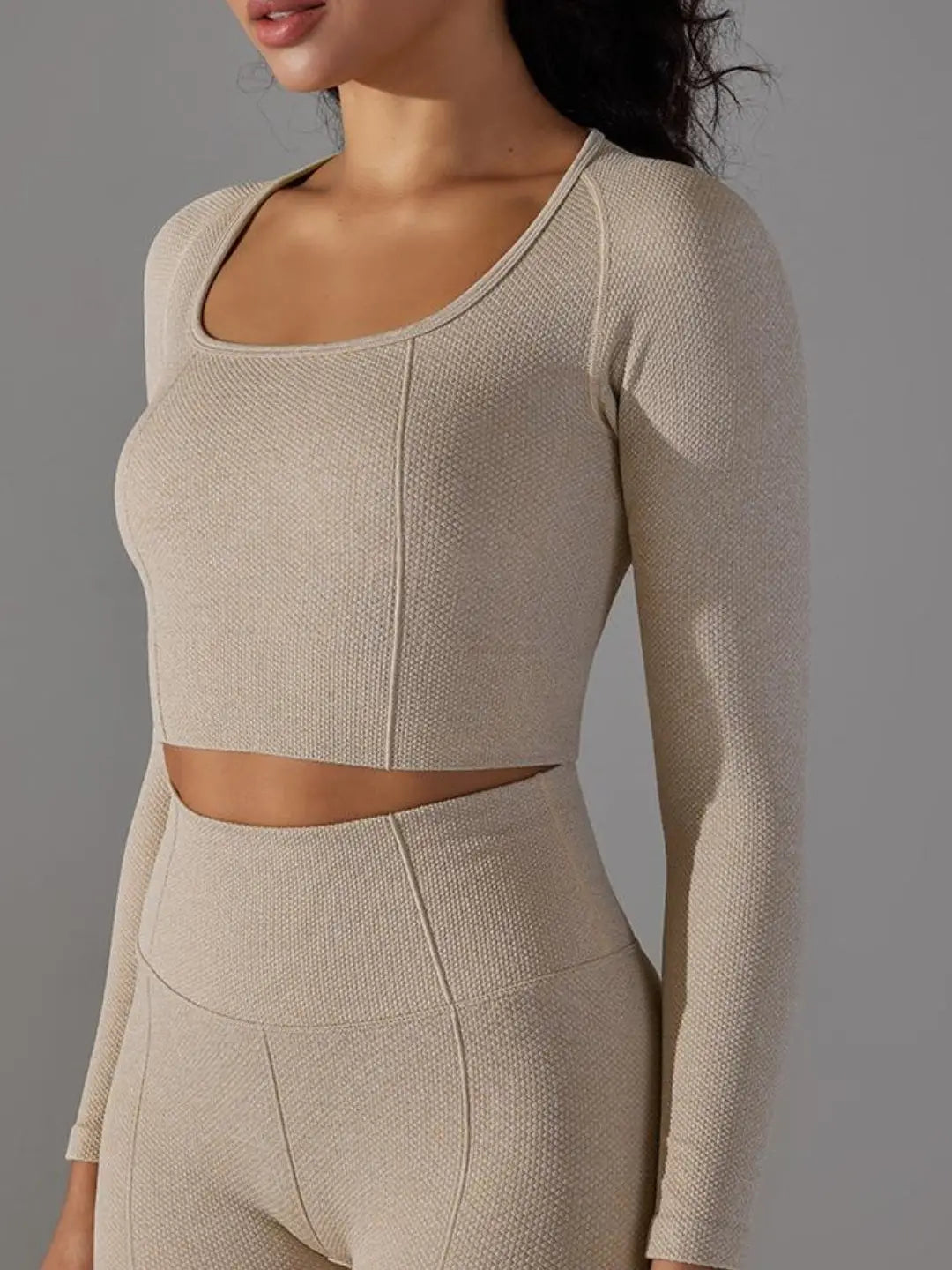 Textured Sports Top Beige