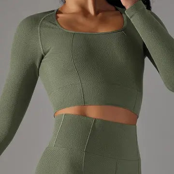 Textured Sports Top Green