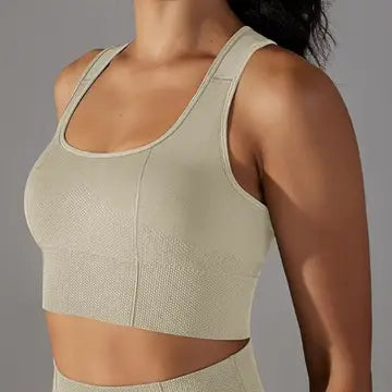 Textured Sports Bra Beige