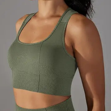 Textured Sports Bra Green