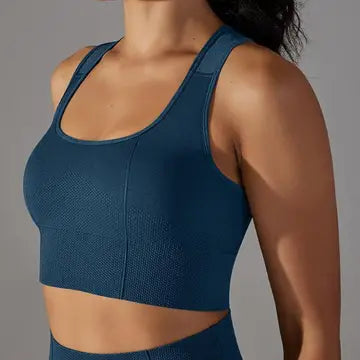 Textured Sports Bra Blue