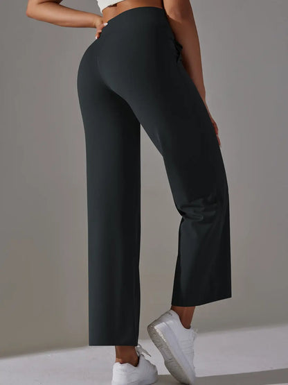 Supersoft Tie Waist Straight Leg Pants - Black