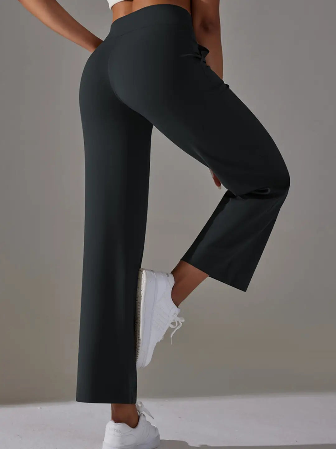 Supersoft Tie Waist Straight Leg Pants - Black