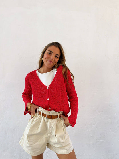 Camila Red Cardigan: S/M