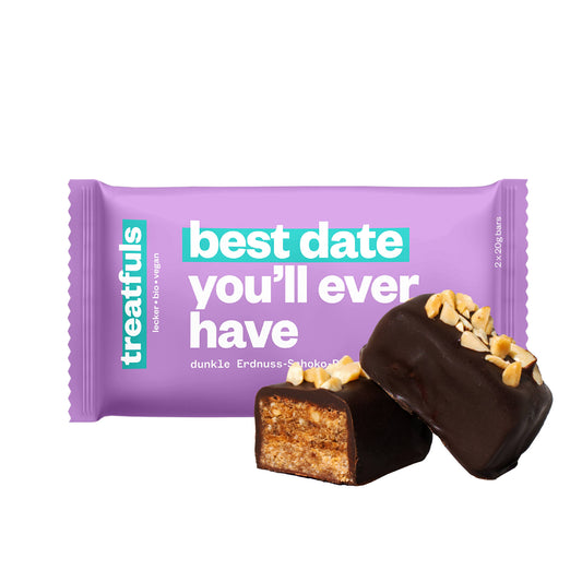 Dark chocolate peanut date caramel bar organic+vegan