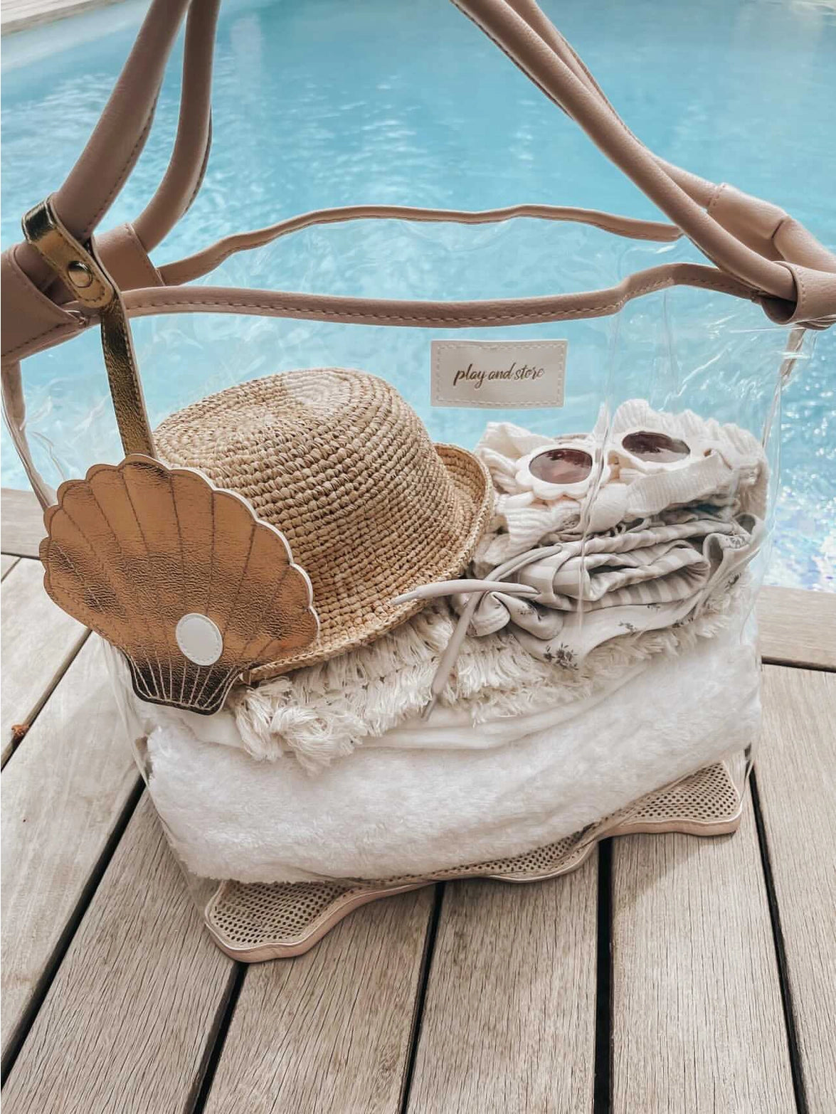 Beige Transparent Beach Bag