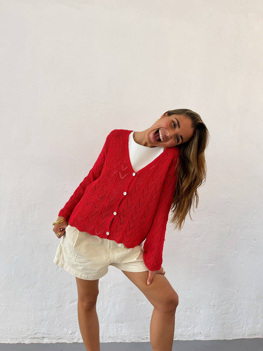 Camila Red Cardigan: S/M